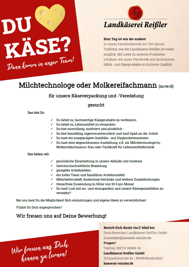 Molkereifachkraft (m/w/d)